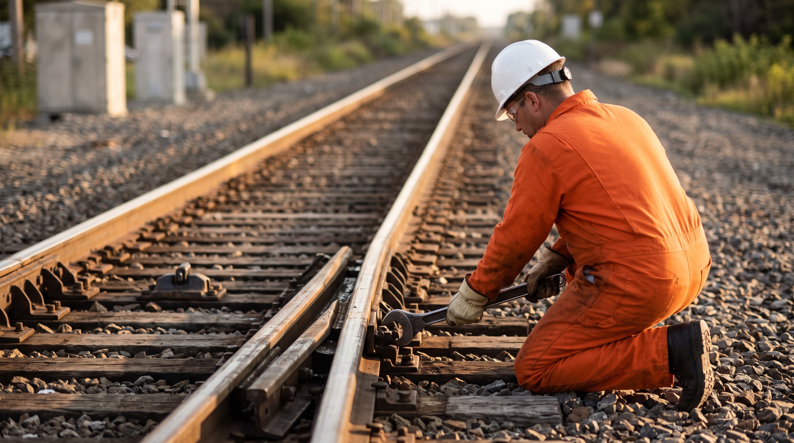A signal maintainer working at a mainline switch. The repair at Browns was made in good faith, checked by eye, and never written down.
